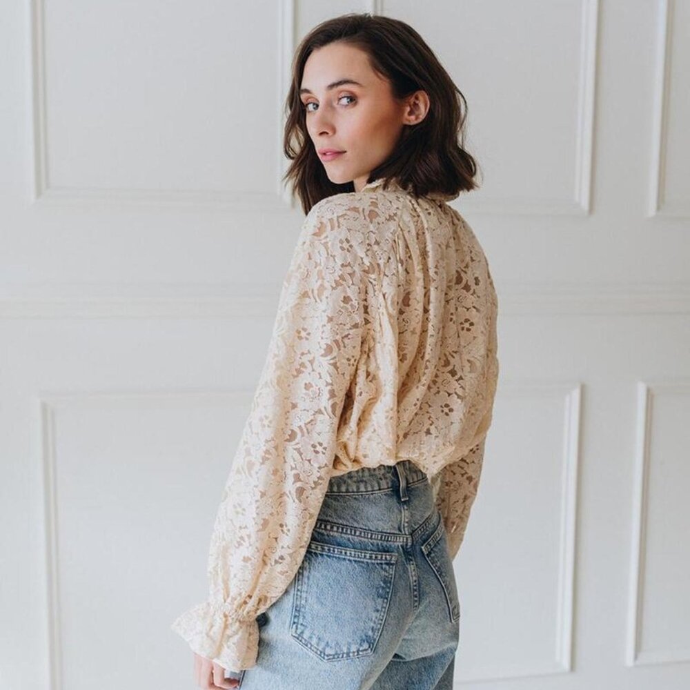 MILLE Chantal Top in Vanilla Lace Size Small